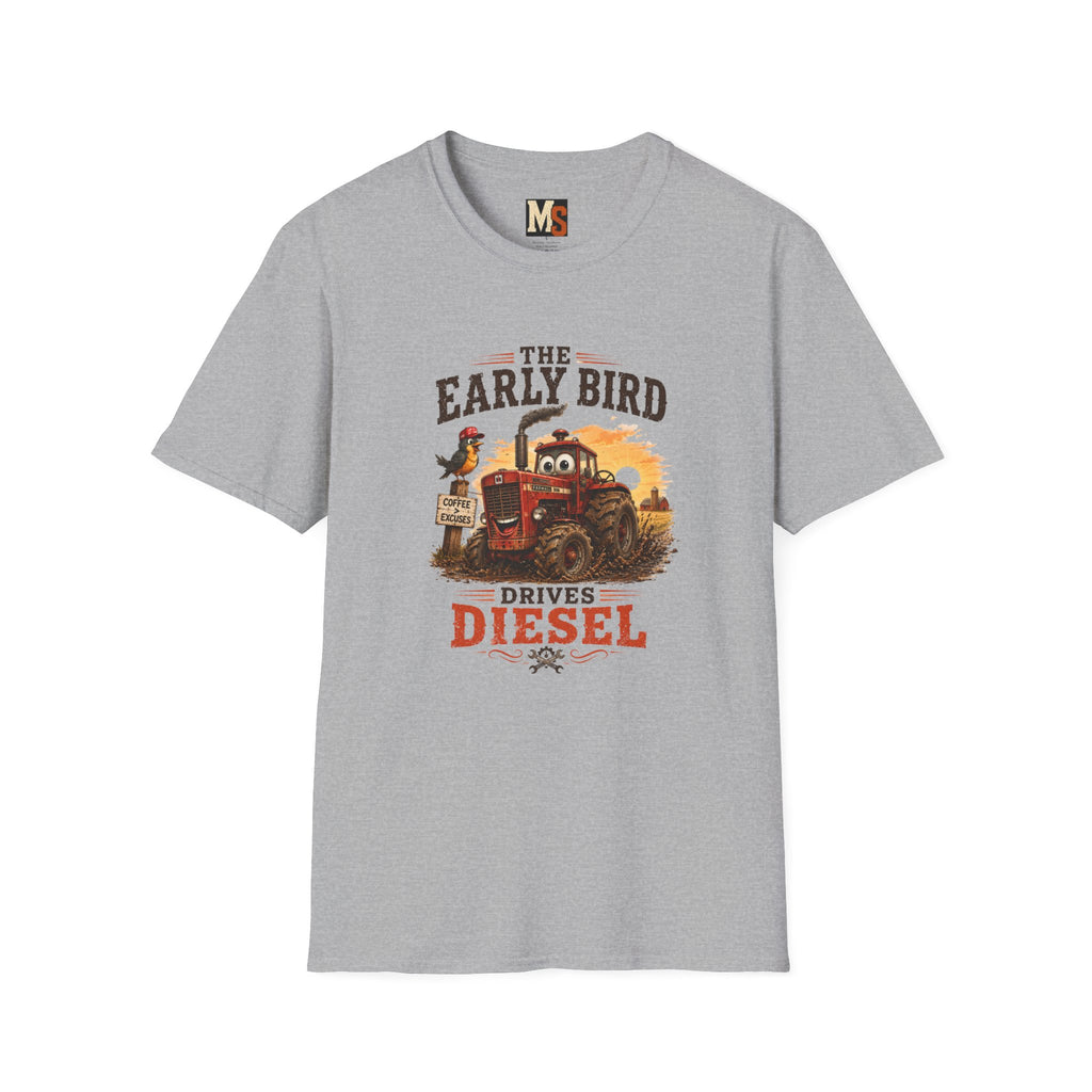 The Early Bird Drives Diesel T-Shirt — Vintage Tractor & Coffee Farmer Tee