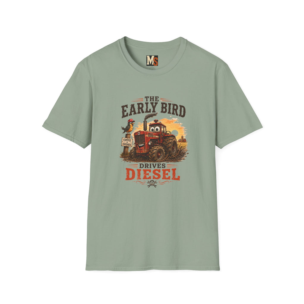 The Early Bird Drives Diesel T-Shirt — Vintage Tractor & Coffee Farmer Tee