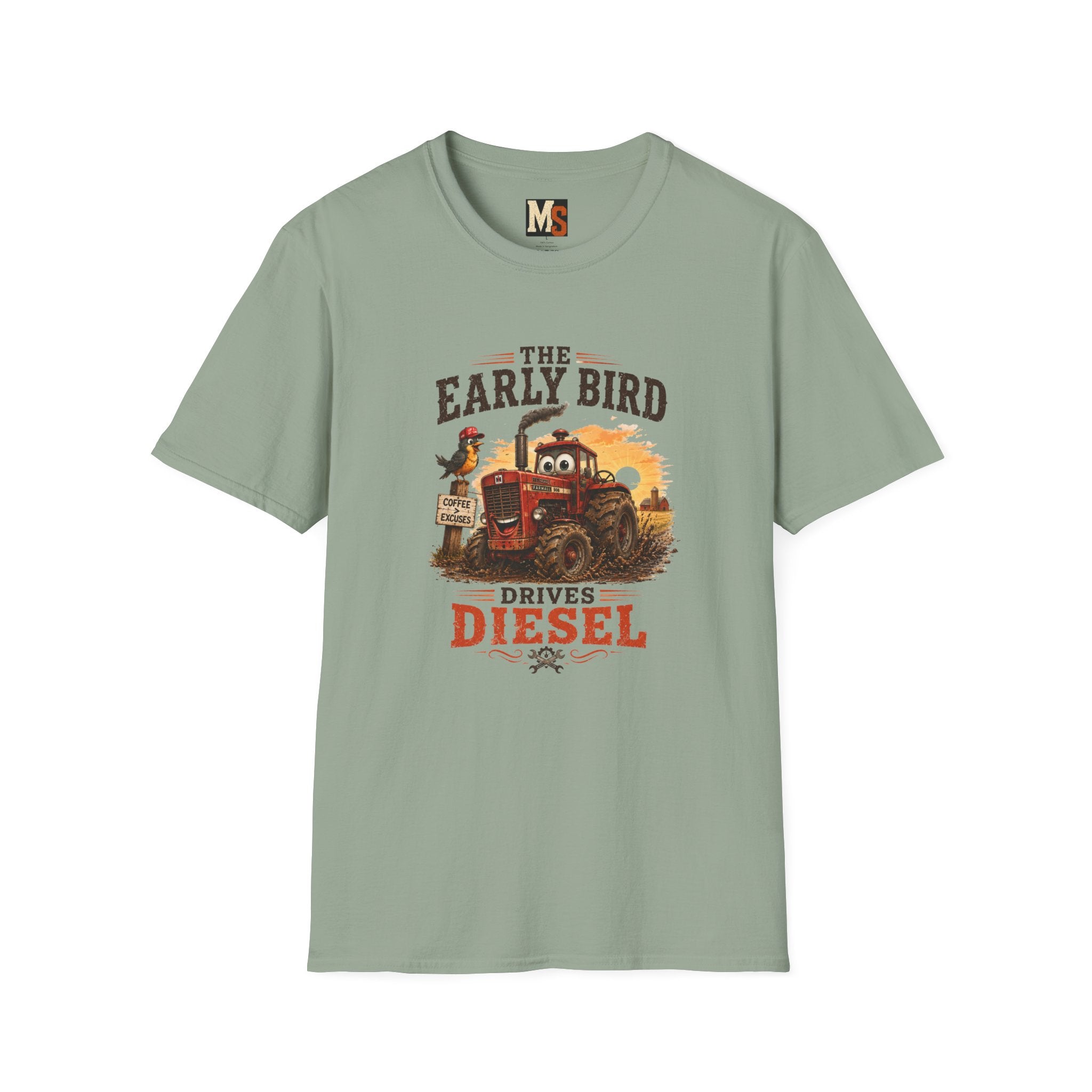 The Early Bird Drives Diesel T-Shirt — Vintage Tractor & Coffee Farmer Tee