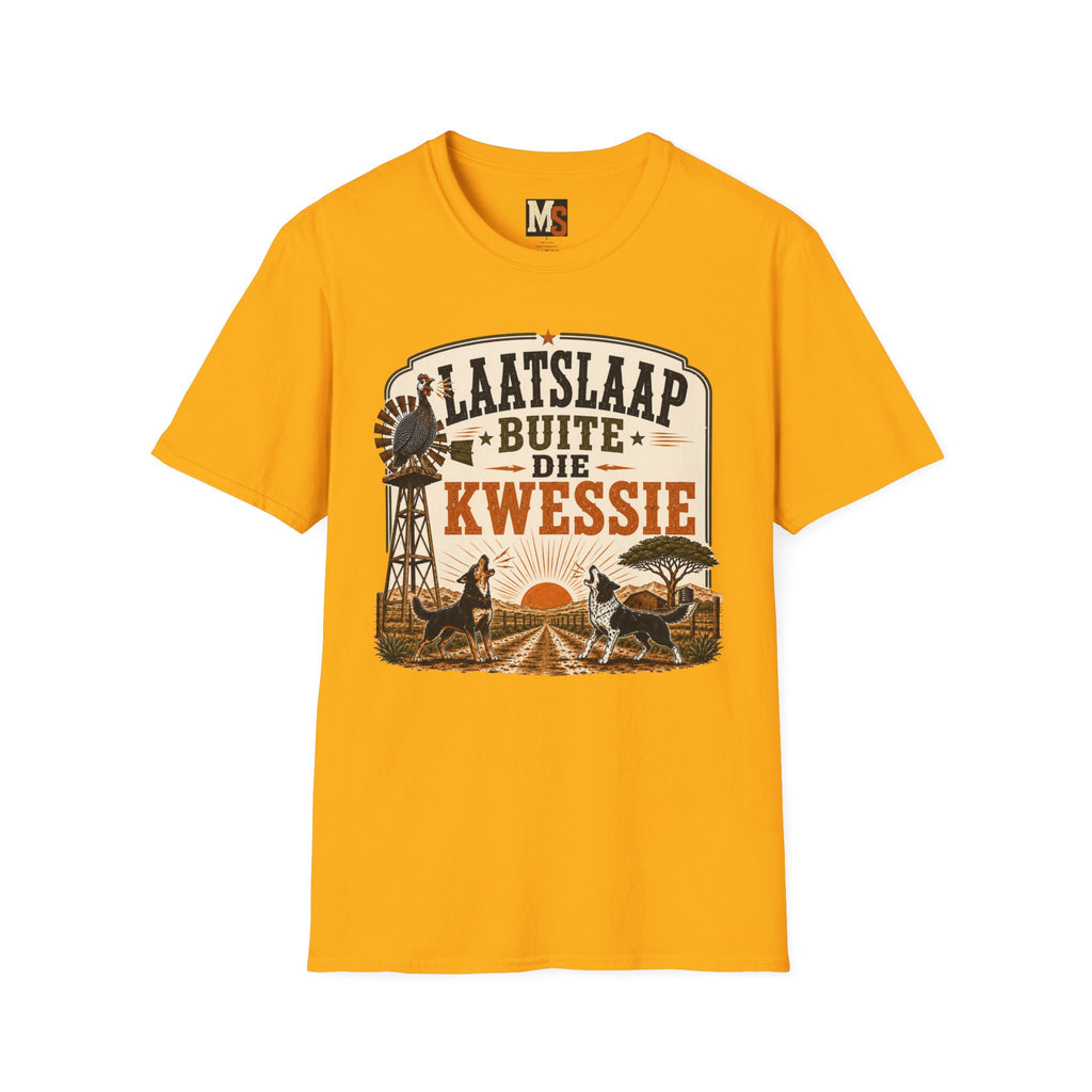 Laatslaap buite die kwessie T-shirt