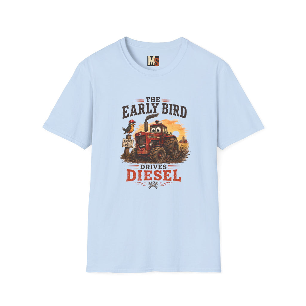 The Early Bird Drives Diesel T-Shirt — Vintage Tractor & Coffee Farmer Tee