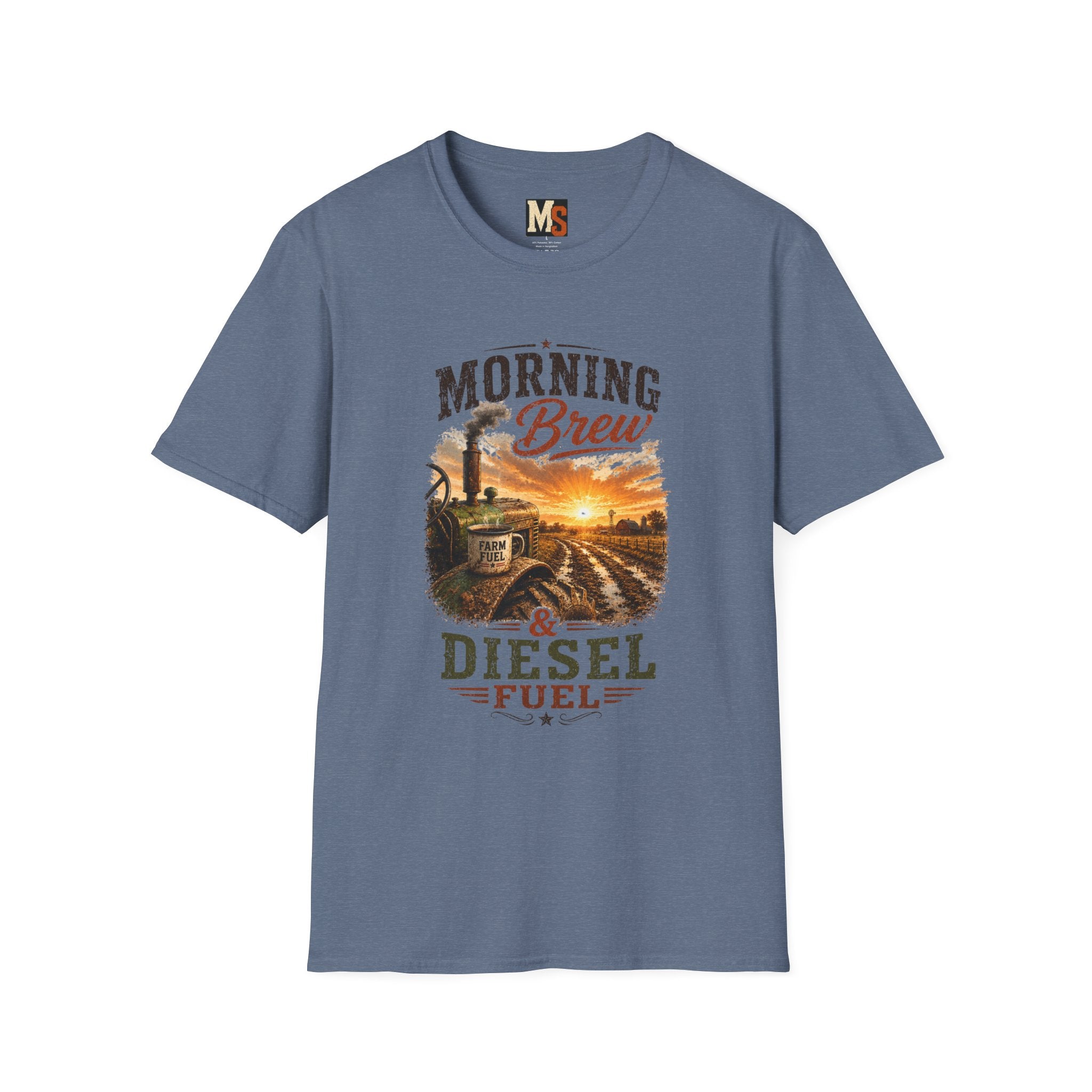Tractor "Morning Brew" T‑Shirt — Diesel Fuel Farm Sunrise Tee