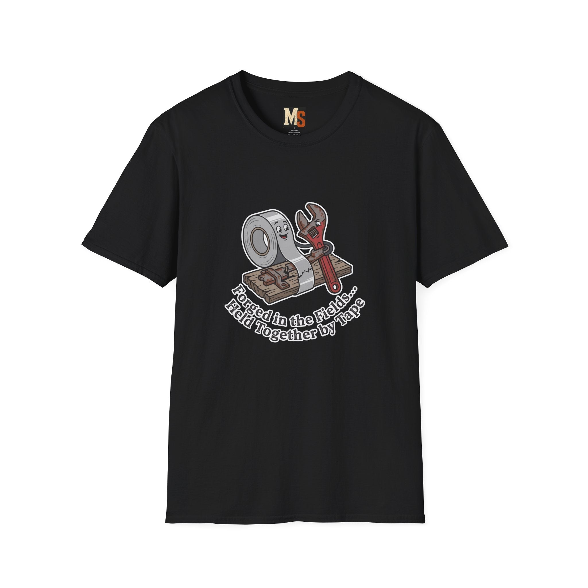 Forged in the fields - held together by tape T-shirt