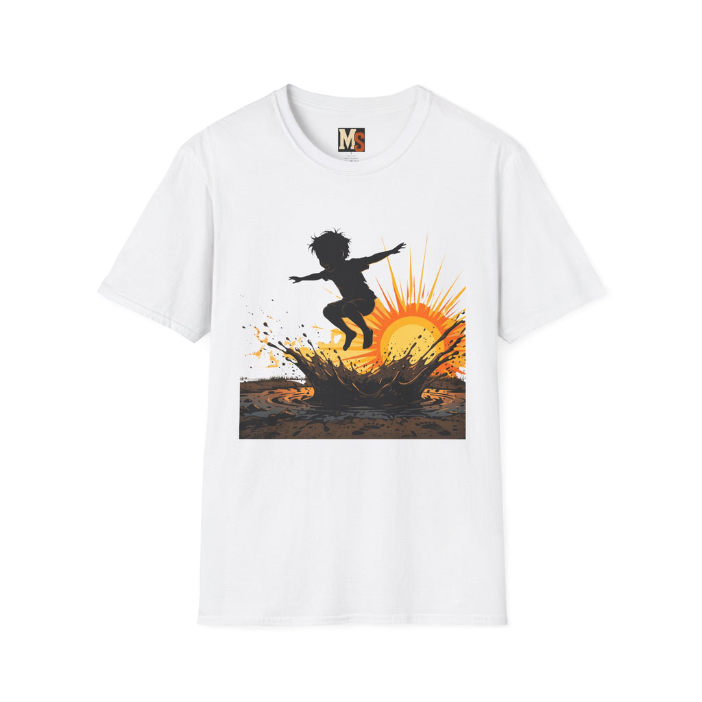 Child jumping in the mud T-shirt