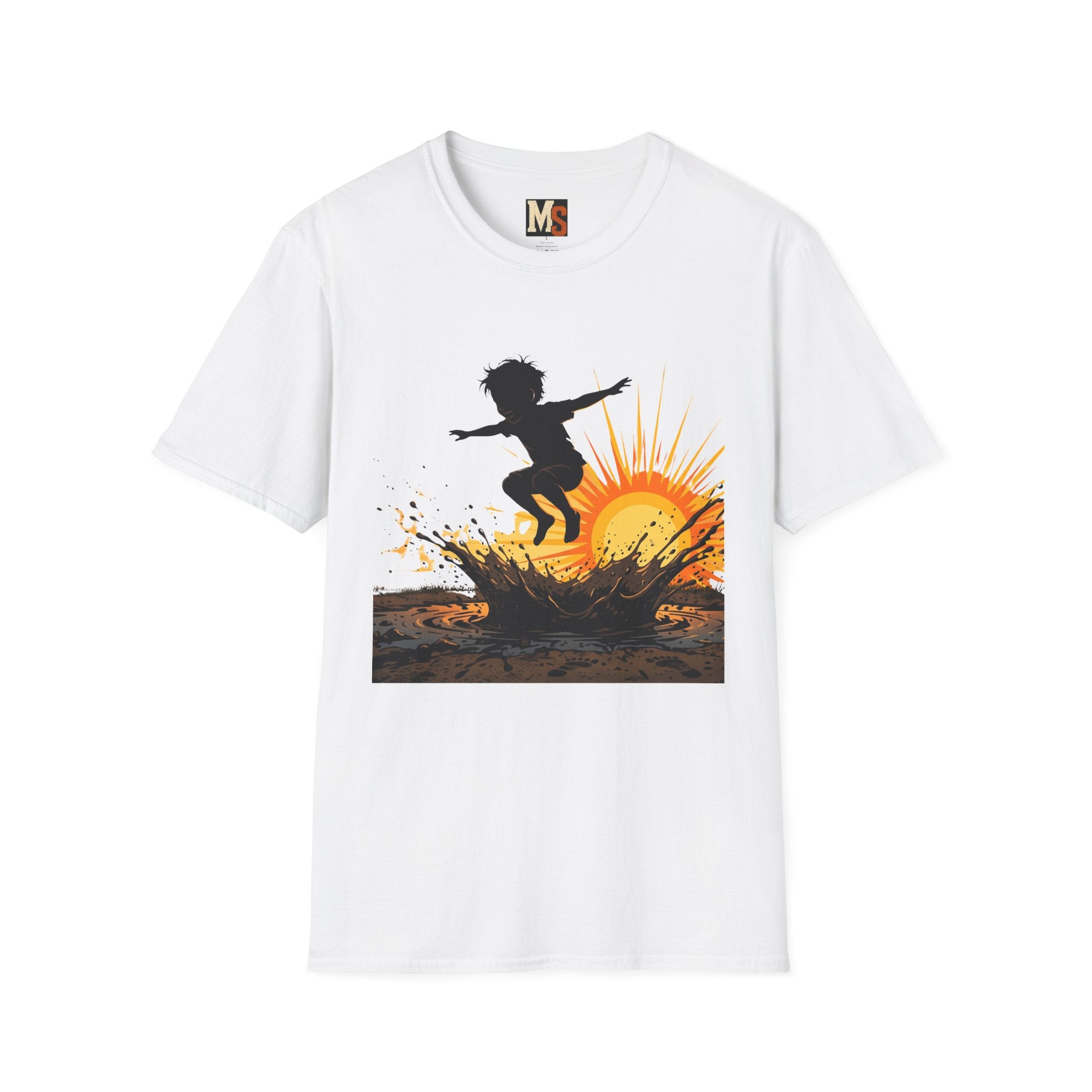 Child jumping in the mud T-shirt