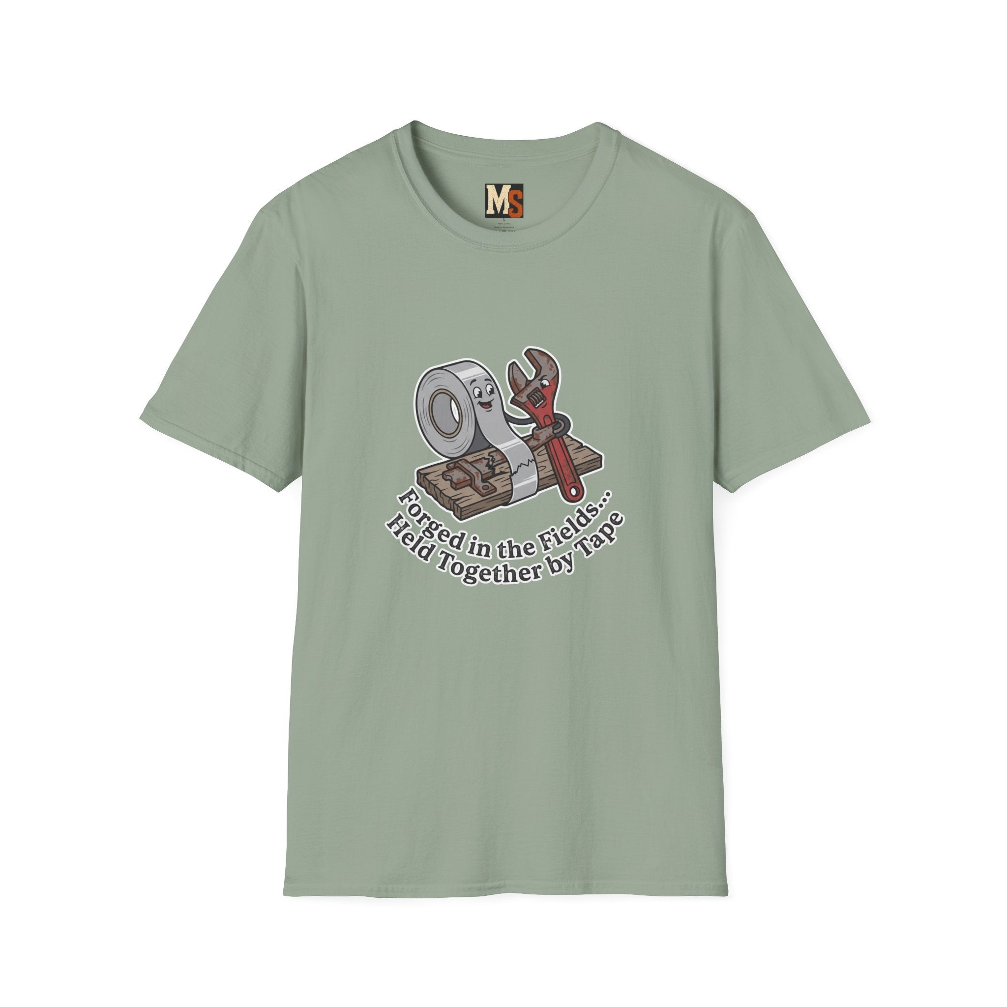 Forged in the fields - held together by tape T-shirt