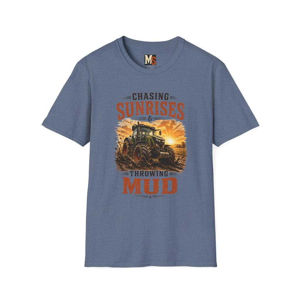 Chasing Sunrises & Throwing Mud Tractor T-Shirt