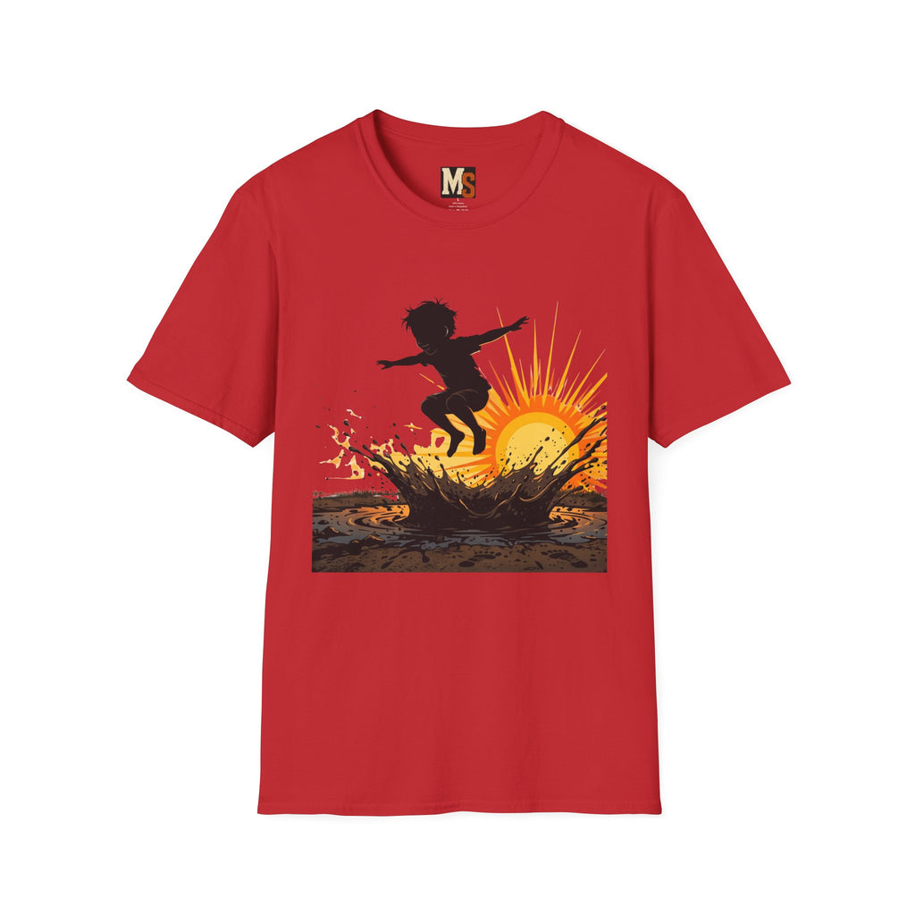 Child jumping in the mud T-shirt