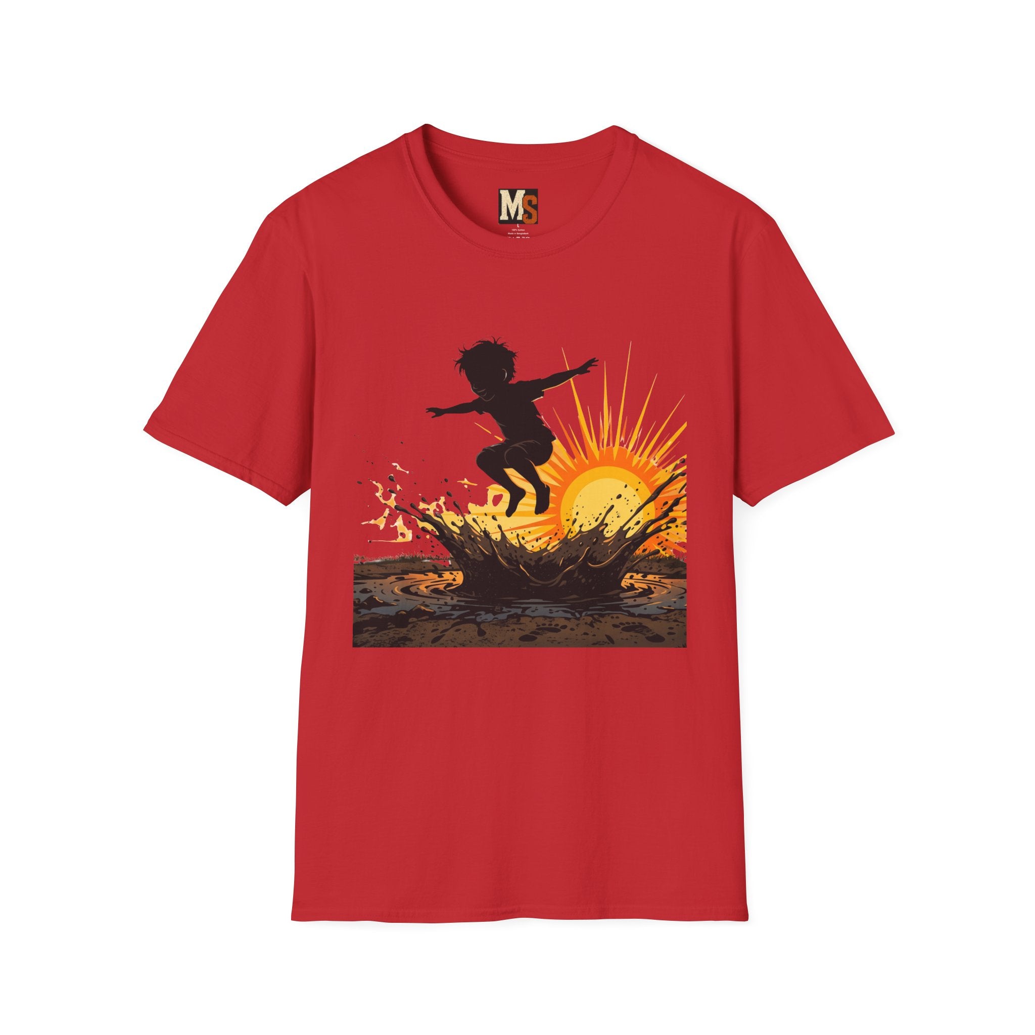 Child jumping in the mud T-shirt