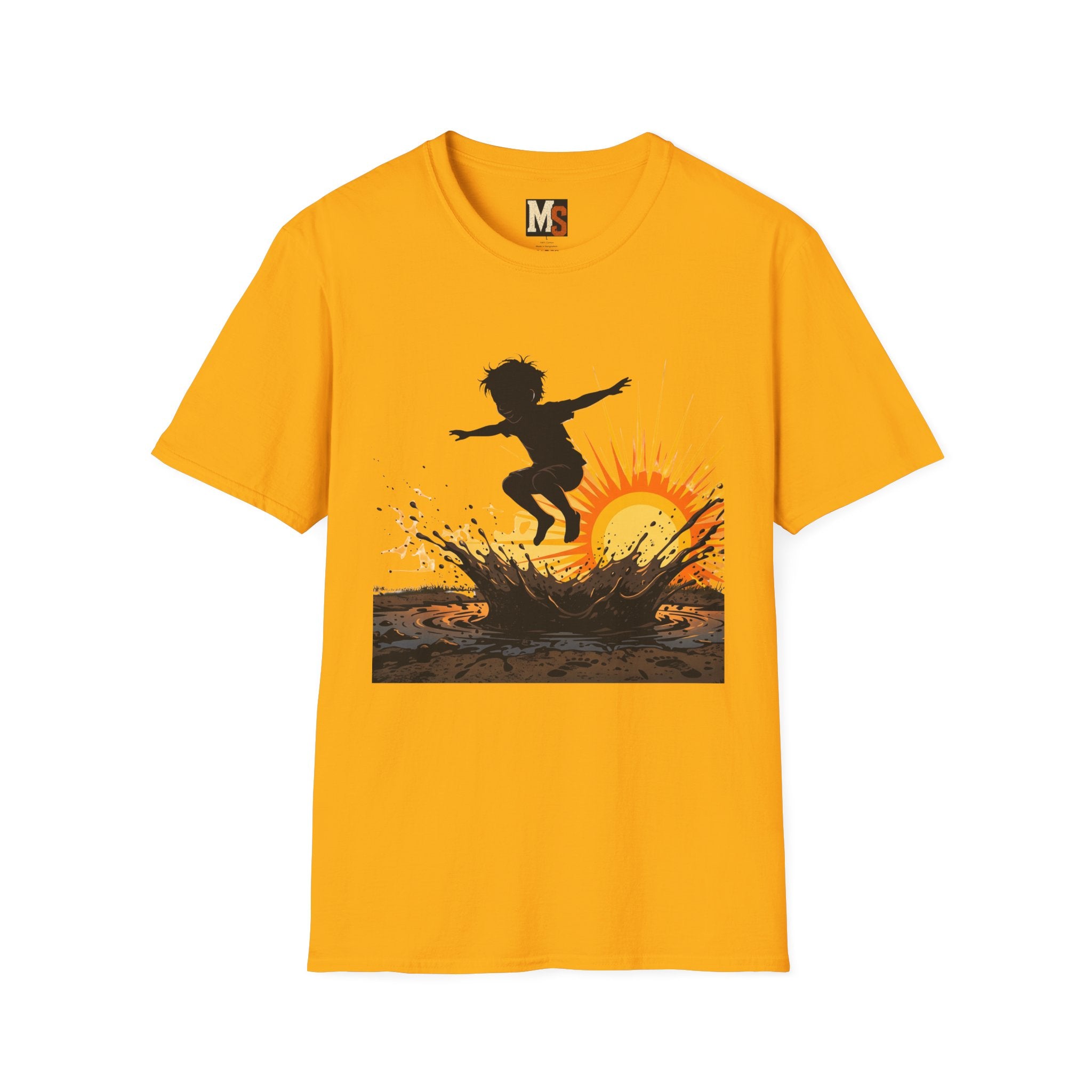 Child jumping in the mud T-shirt
