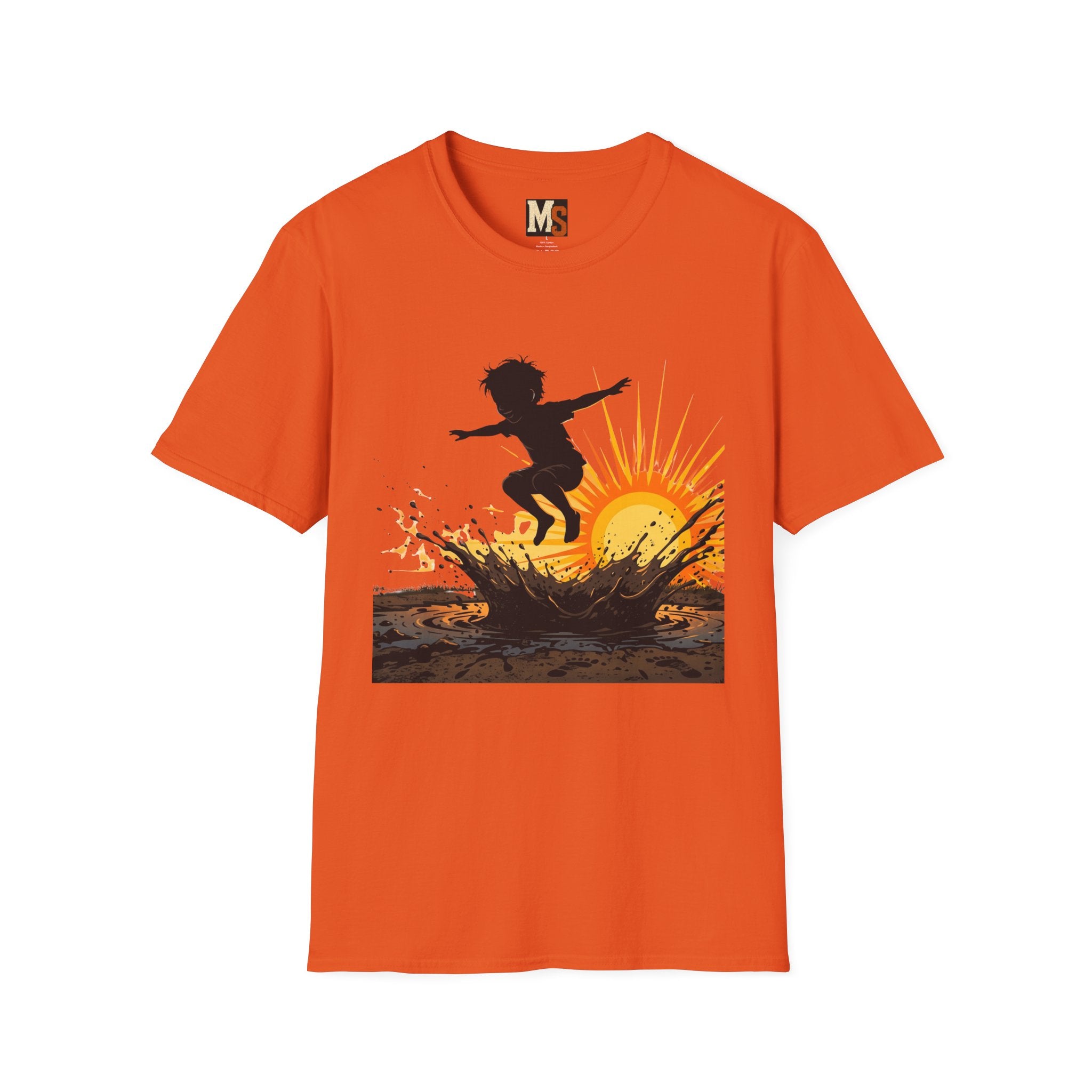 Child jumping in the mud T-shirt