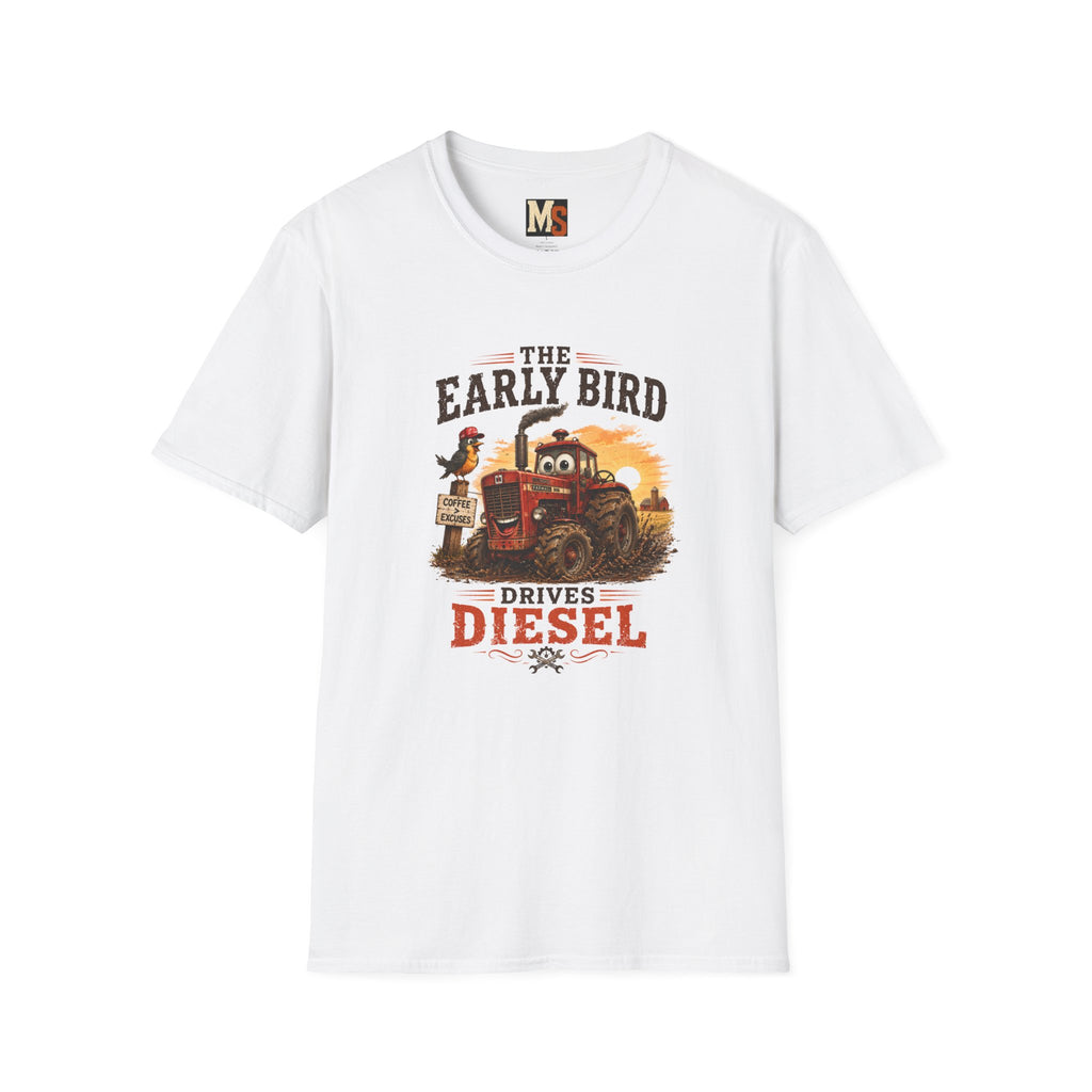 The Early Bird Drives Diesel T-Shirt — Vintage Tractor & Coffee Farmer Tee
