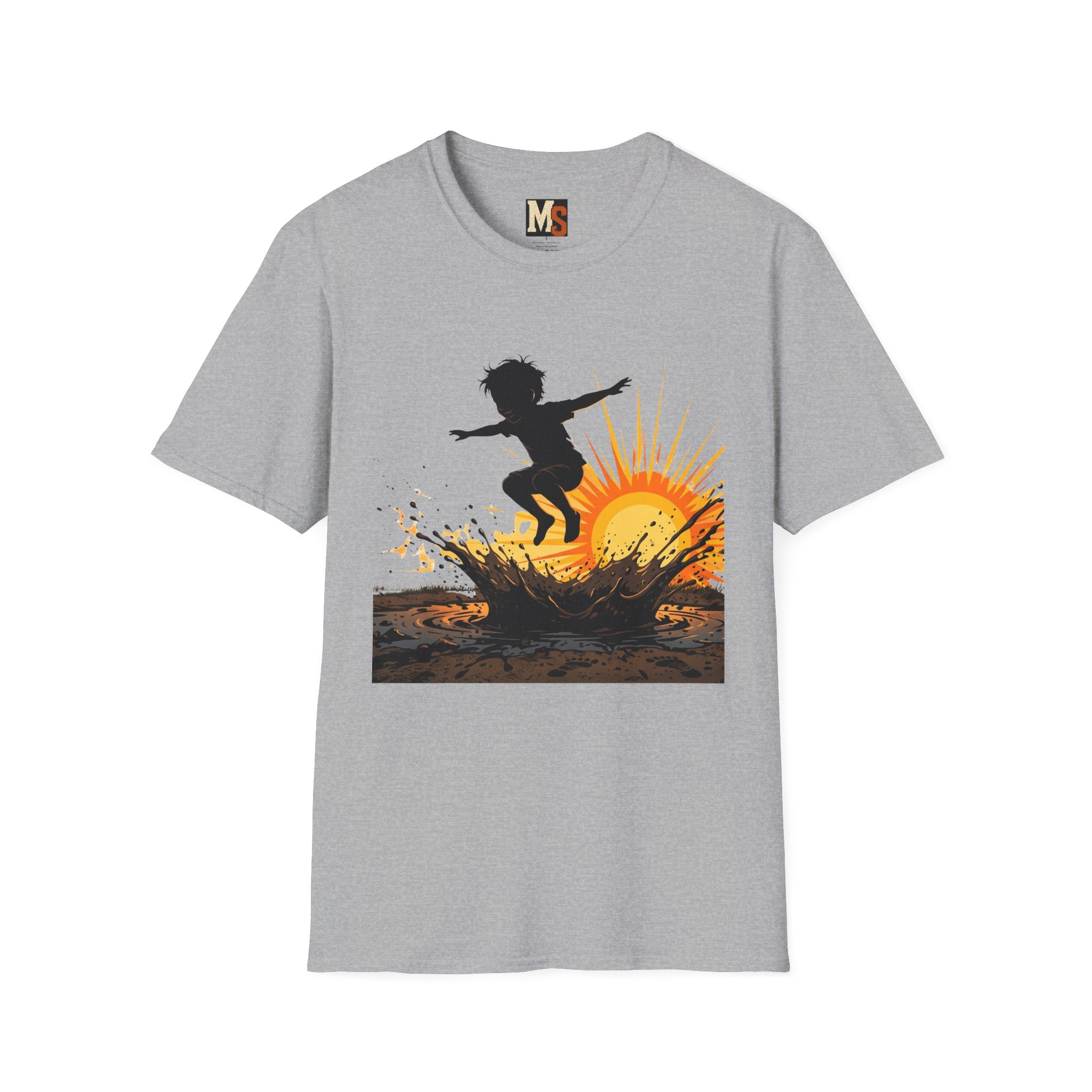 Child jumping in the mud T-shirt