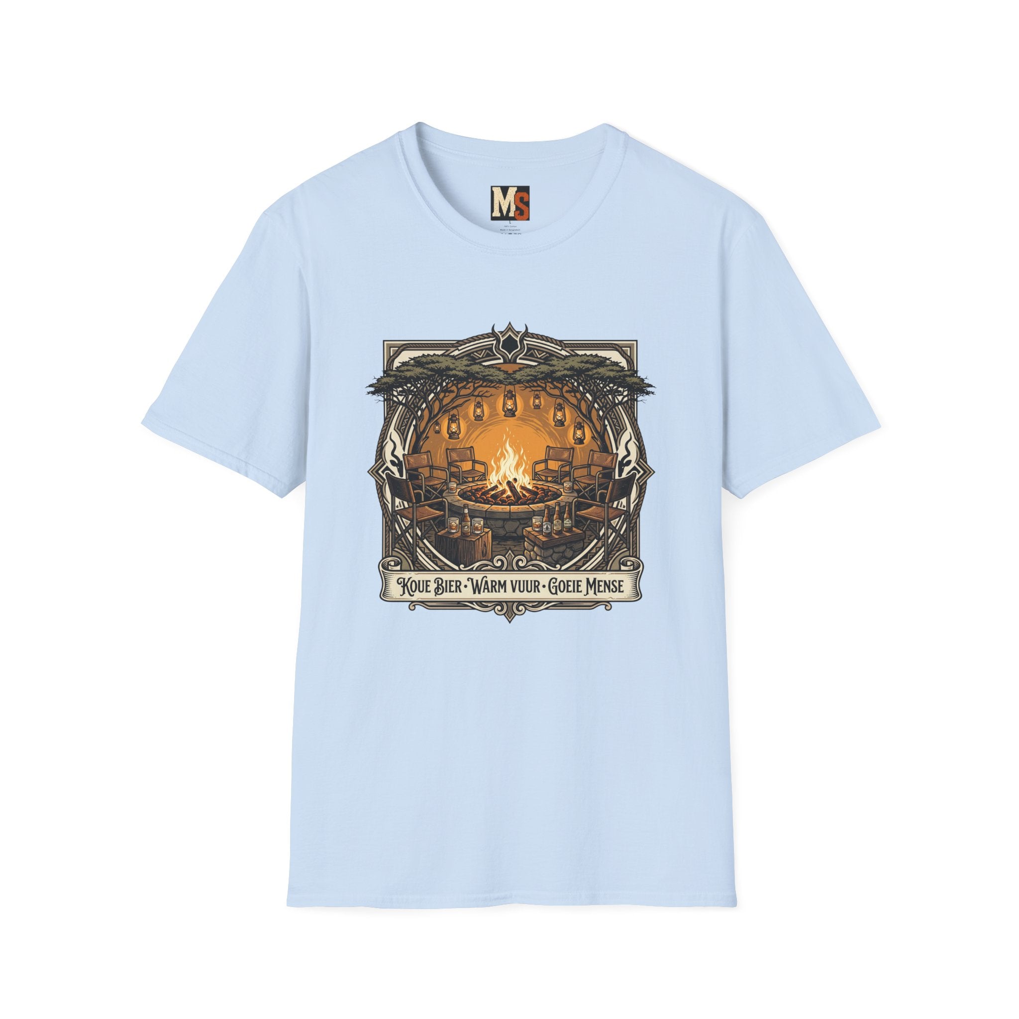 Koue bier, warm vuur, goeie mense T-shirt