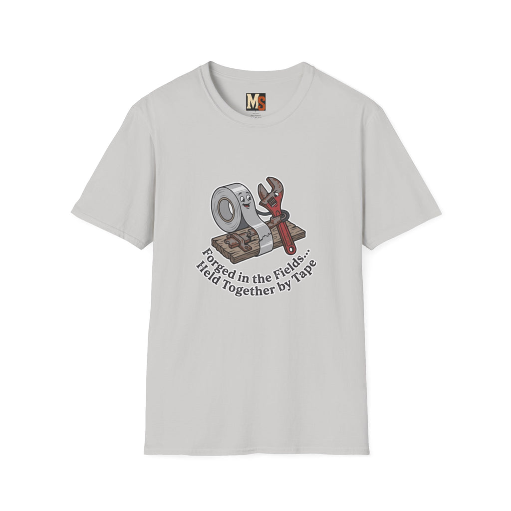 Forged in the fields - held together by tape T-shirt