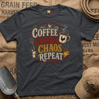Coffee, chores, chaos repeat T-shirt