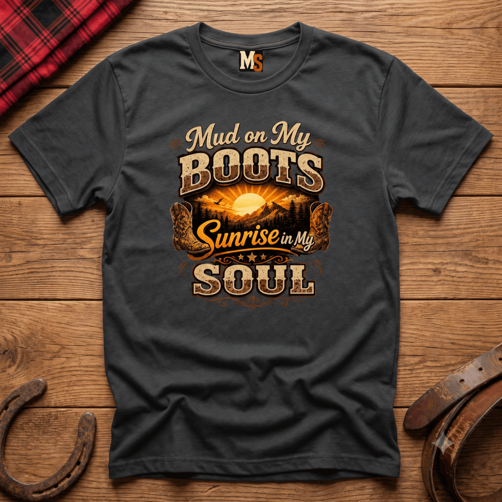 Mud on my boots, sunrise in my soul T-shirt