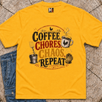 Coffee, chores, chaos repeat T-shirt