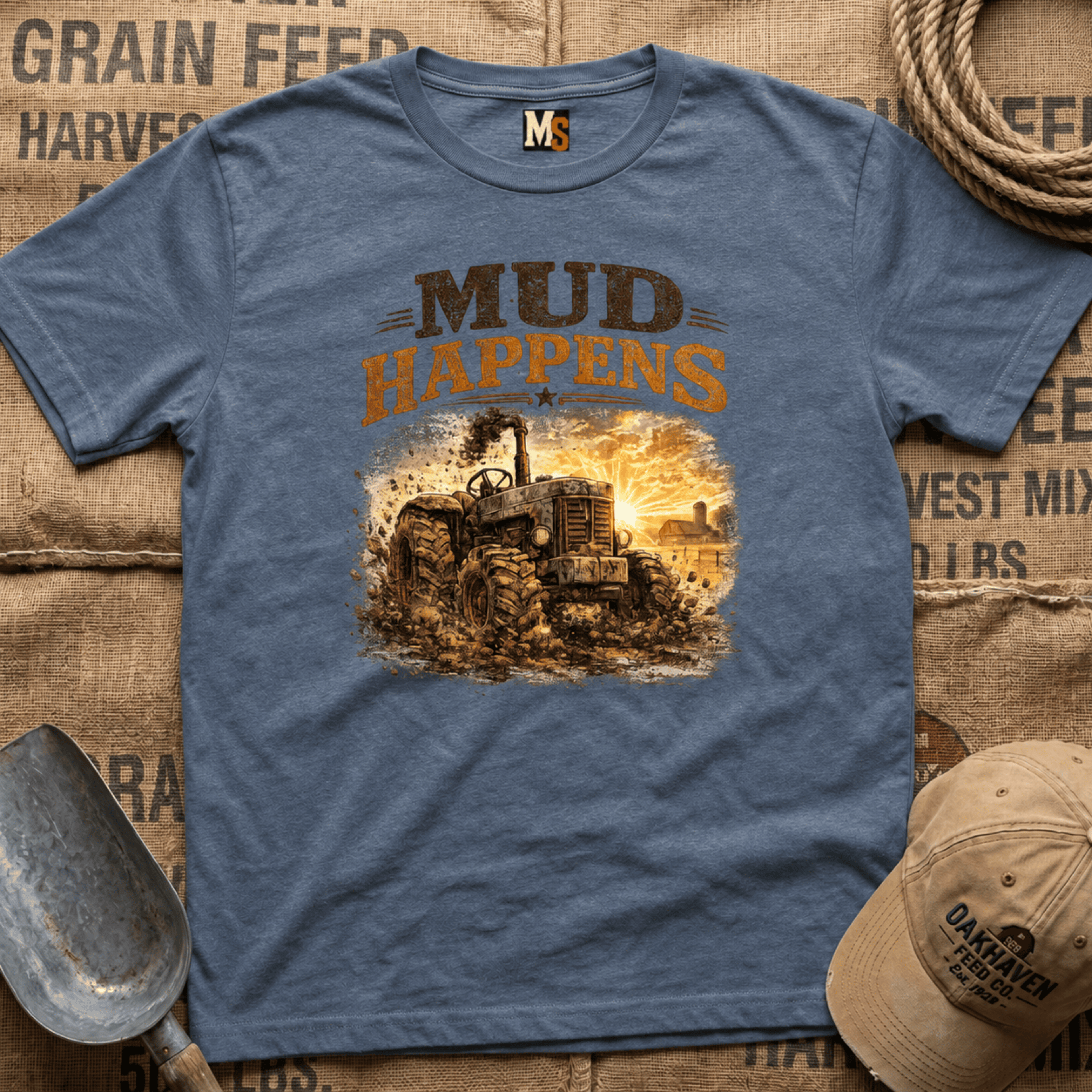 Mud Happens T-Shirt — Vintage Tractor Off-Road Farming Tee