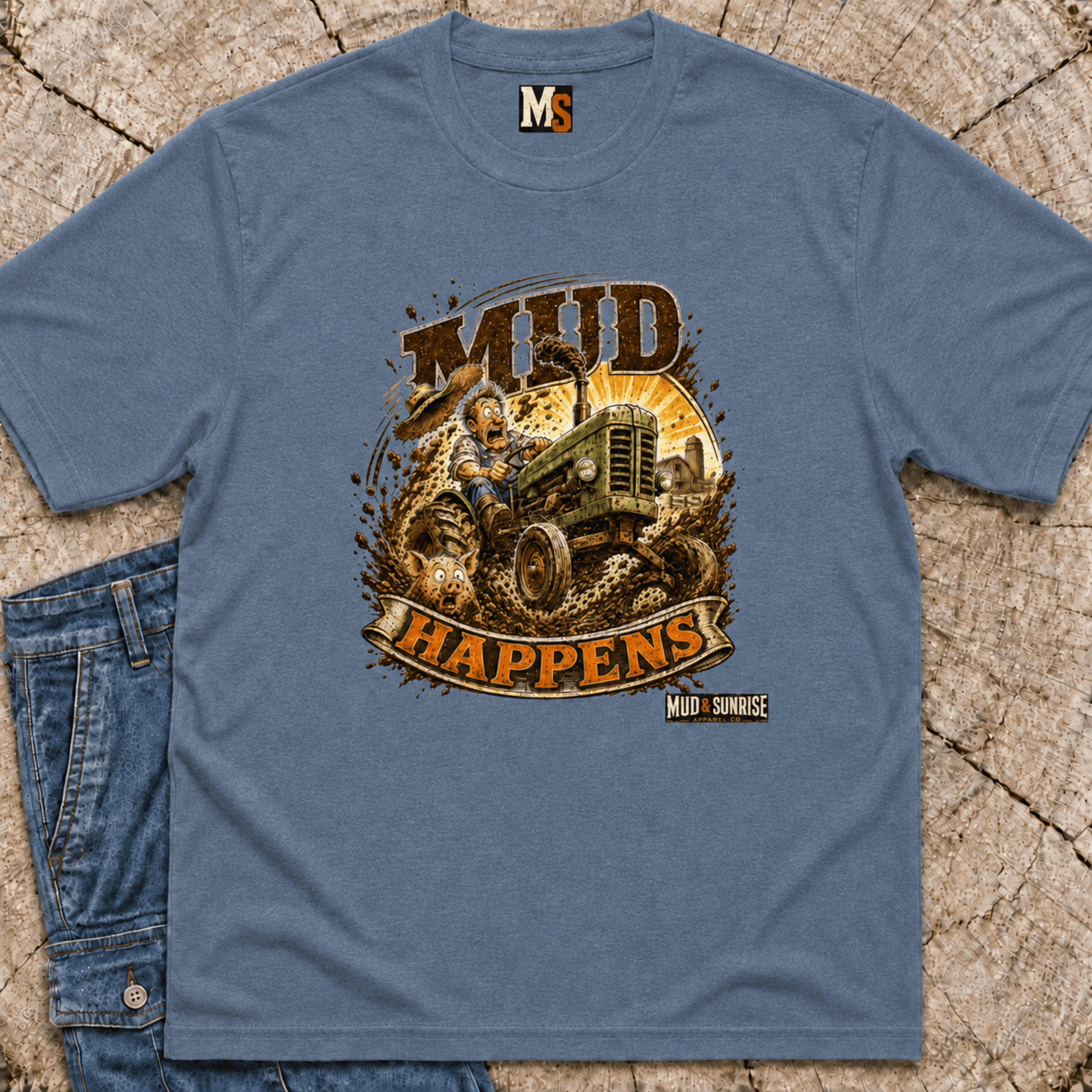 Mud Happens T-Shirt — Vintage Tractor Off-Road Farming Tee
