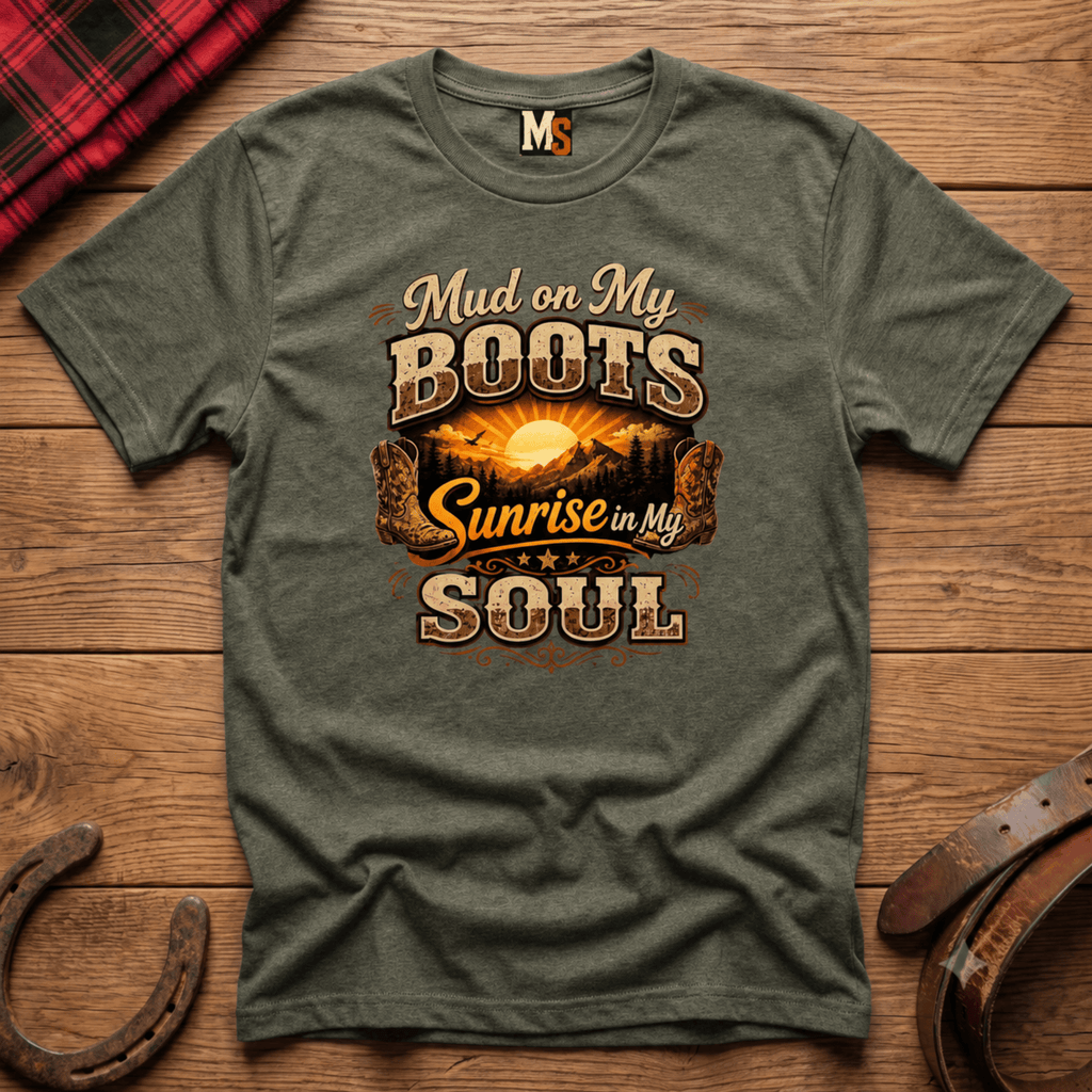 Mud on my boots, sunrise in my soul T-shirt
