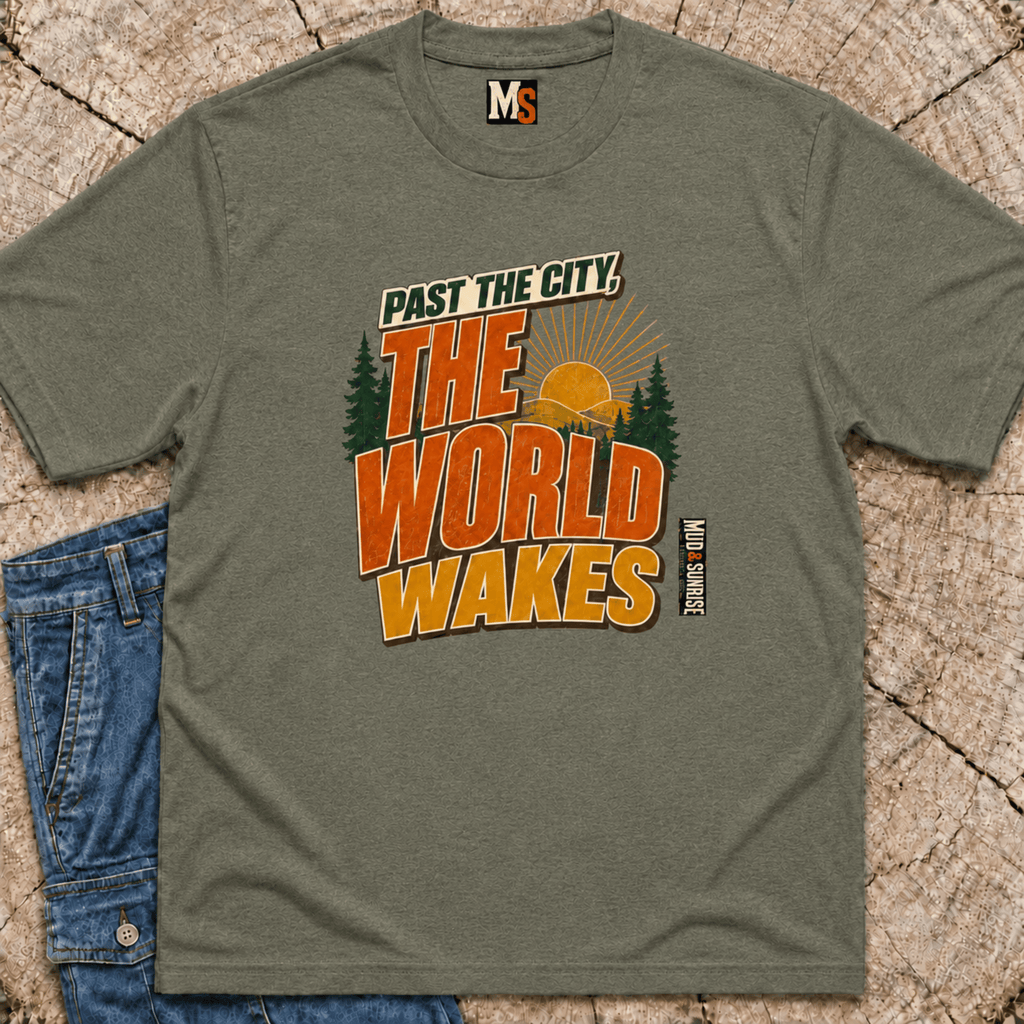Past the city the world wakes T-shirt