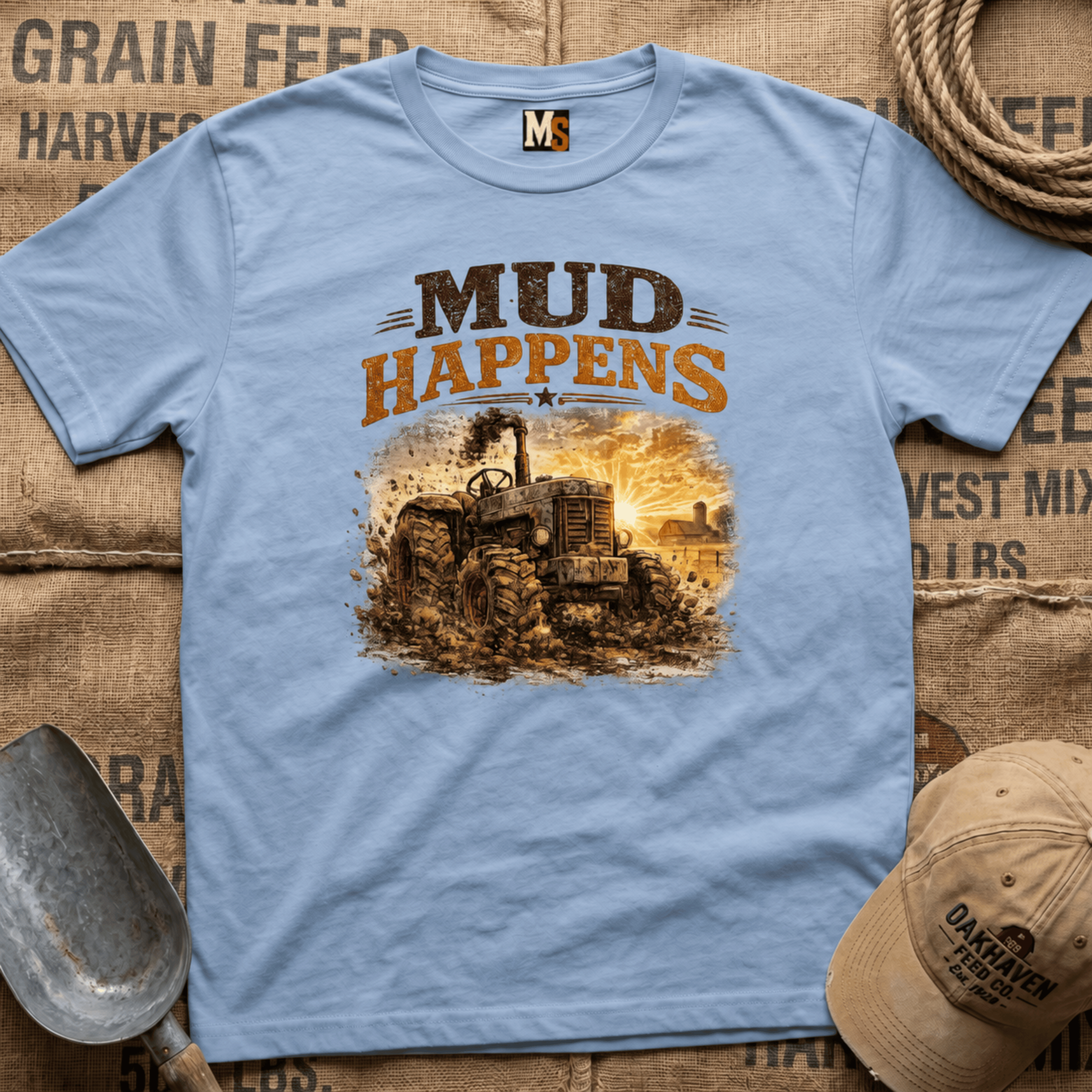 Mud Happens T-Shirt — Vintage Tractor Off-Road Farming Tee