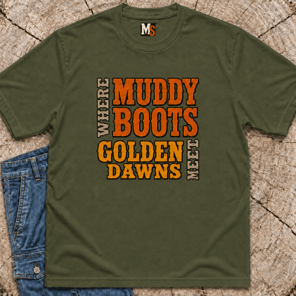 Where Muddy Boots Meet Golden Dawns T-shirt