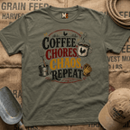 Coffee, chores, chaos repeat T-shirt
