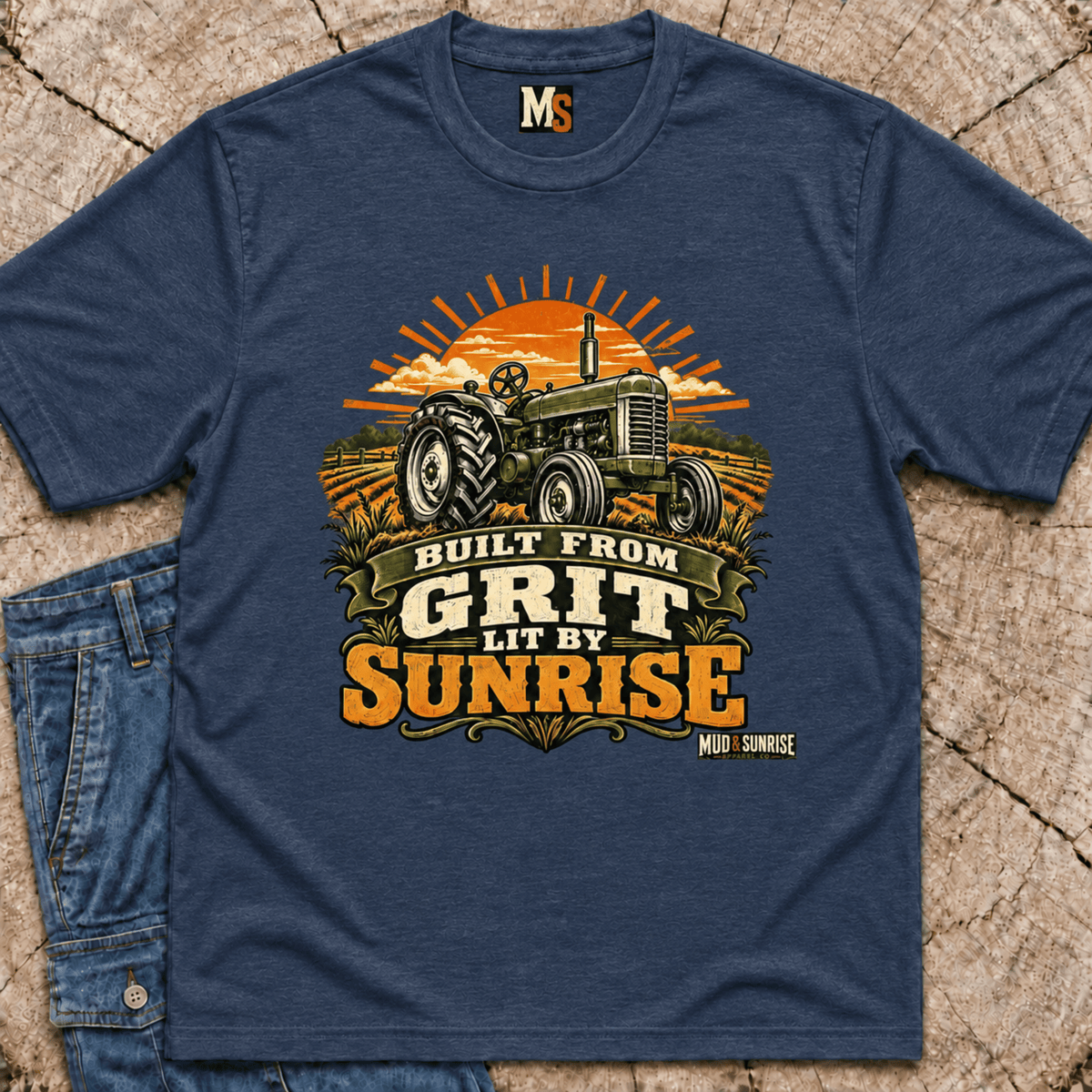 Built from grit, lit by Sunrise T-shirt