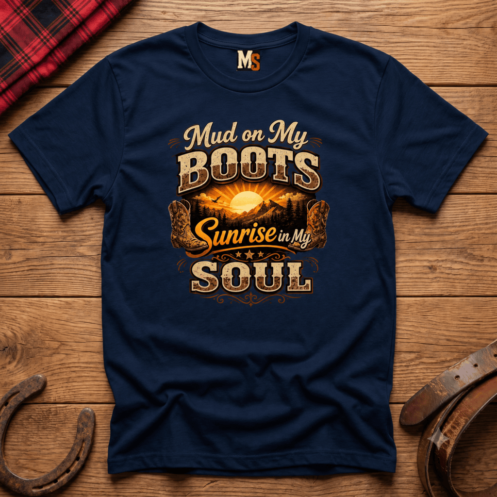 Mud on my boots, sunrise in my soul T-shirt