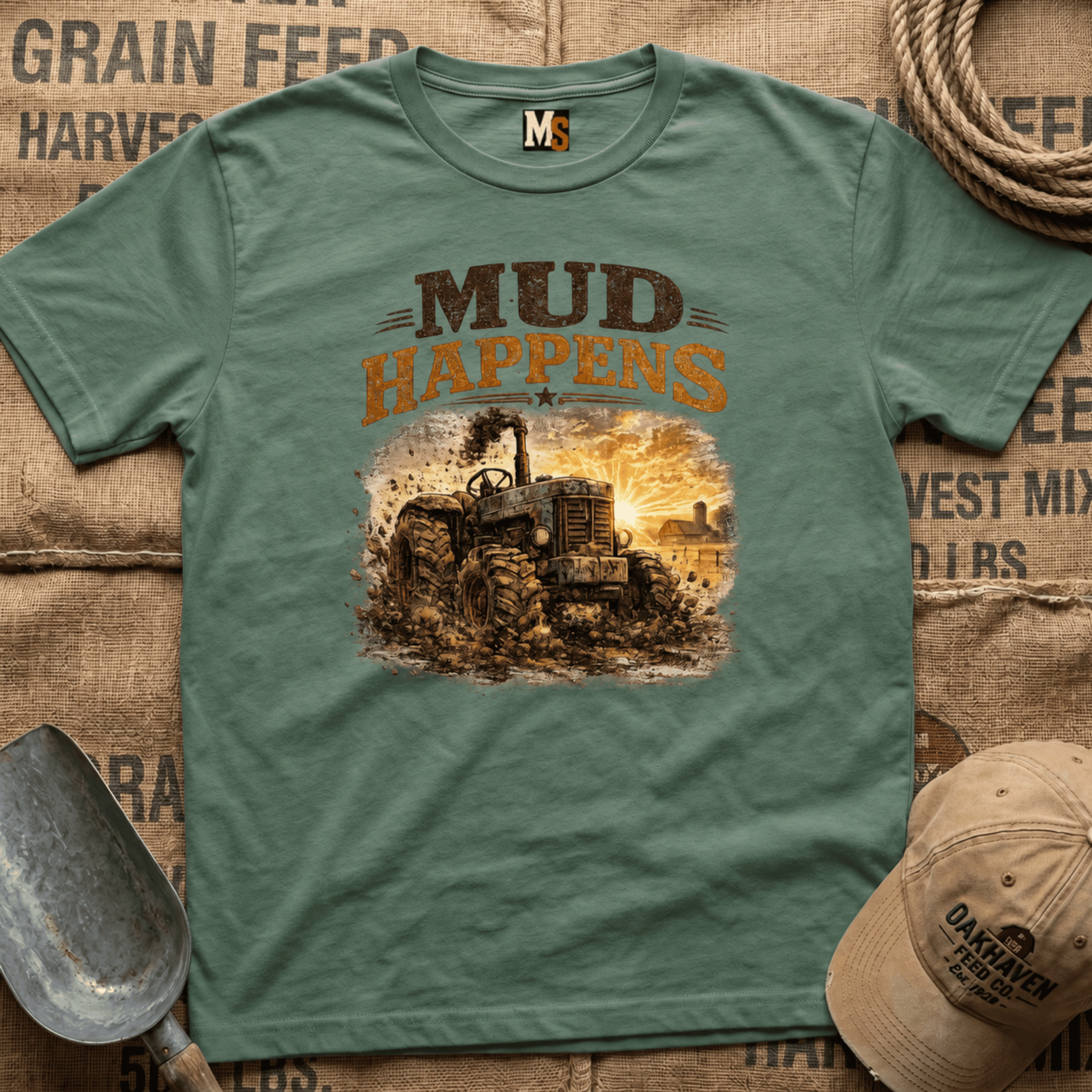 Mud Happens T-Shirt — Vintage Tractor Off-Road Farming Tee