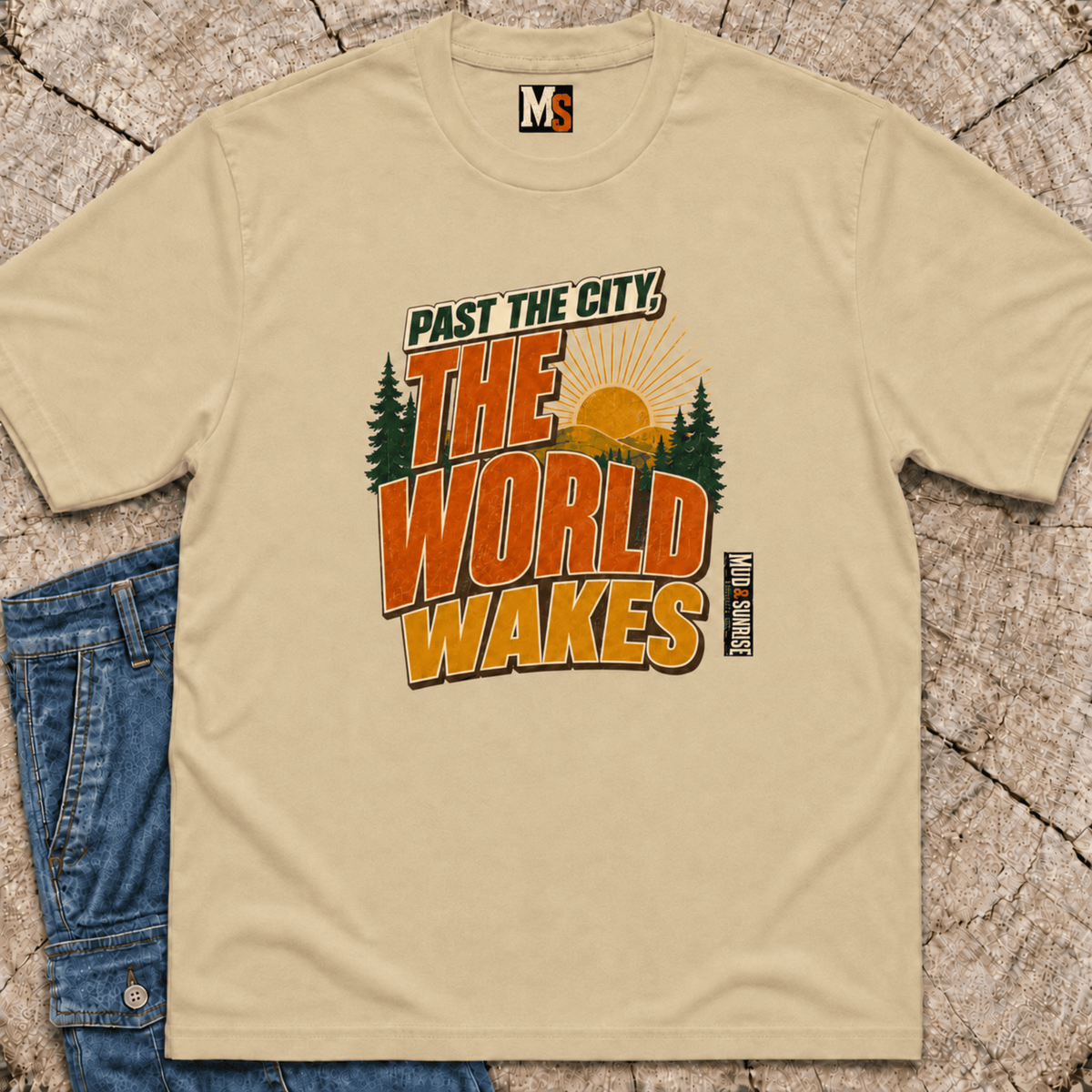 Past the city the world wakes T-shirt