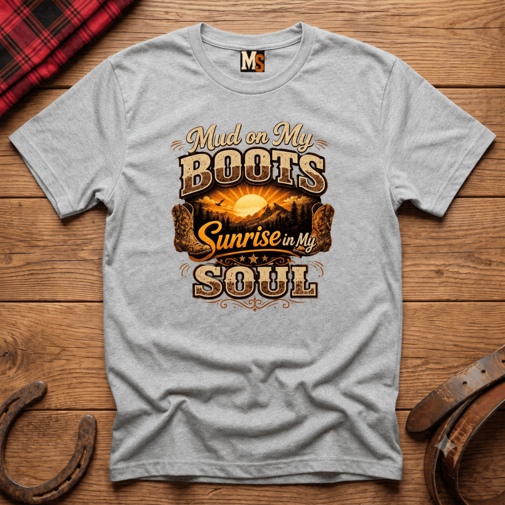 Mud on my boots, sunrise in my soul T-shirt