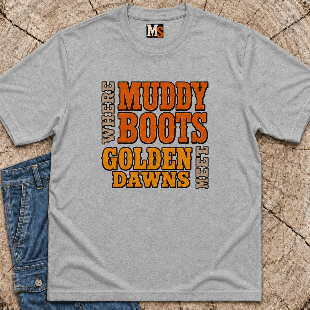 Where Muddy Boots Meet Golden Dawns T-shirt