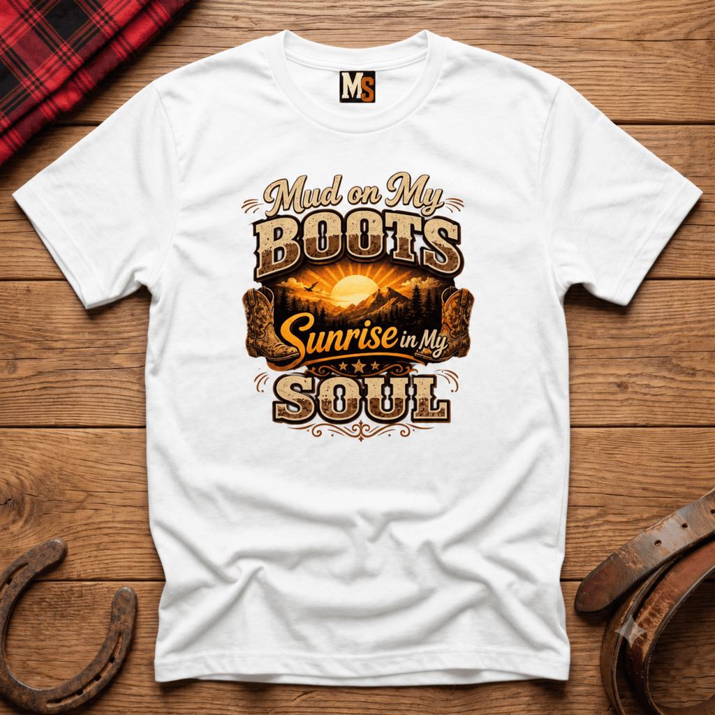 Mud on my boots, sunrise in my soul T-shirt